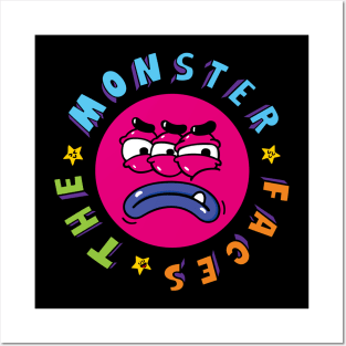 Funny Red Monster Face With Three Eyes Posters and Art